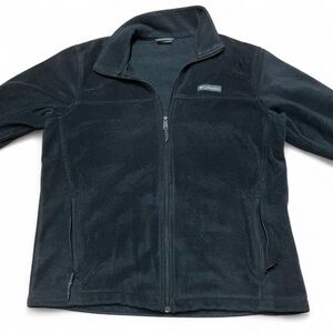 Columbia Sweater Men's Large Full Zip Up Long Sleeve Mock Neck Fleece Black